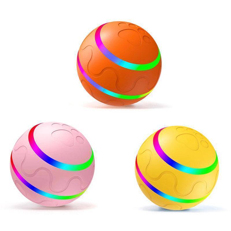 Purrfectplay Large Interactive Pet Ball with orange pink yellow silicone toys and rainbow LED lights