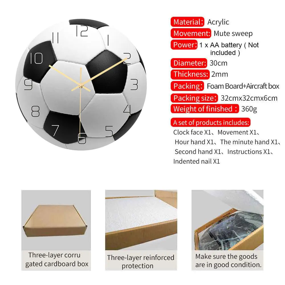 Sport Ball Silent Movement Wall Clock