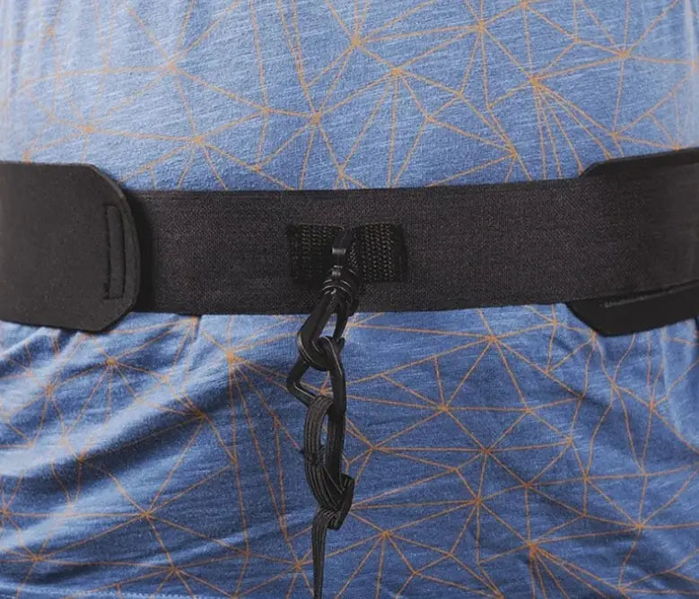 Black elastic volleyball training belt with adjustable buckle closure