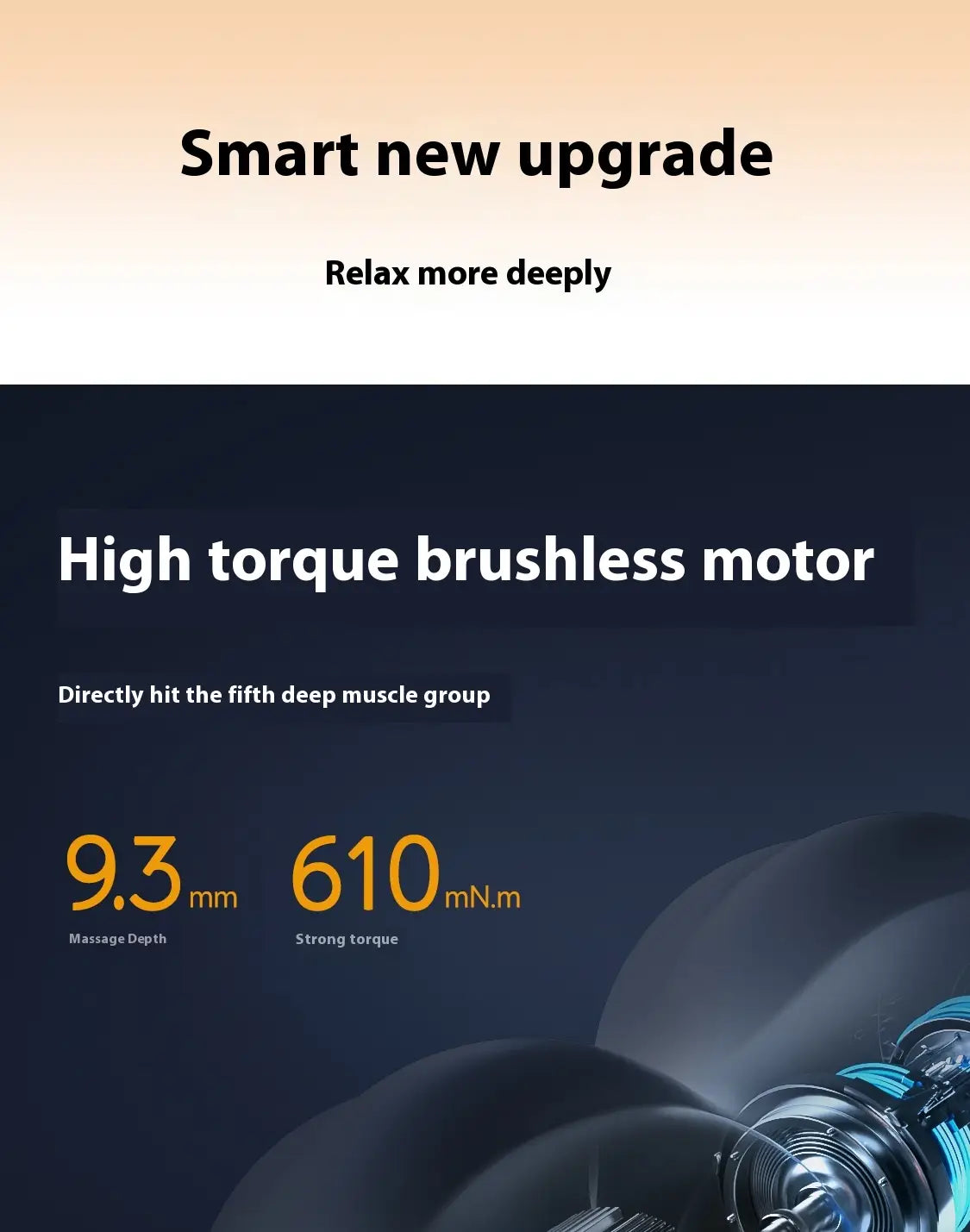 High torque brushless motor in Electric Deep Massage Yoga Ball, black blue finish