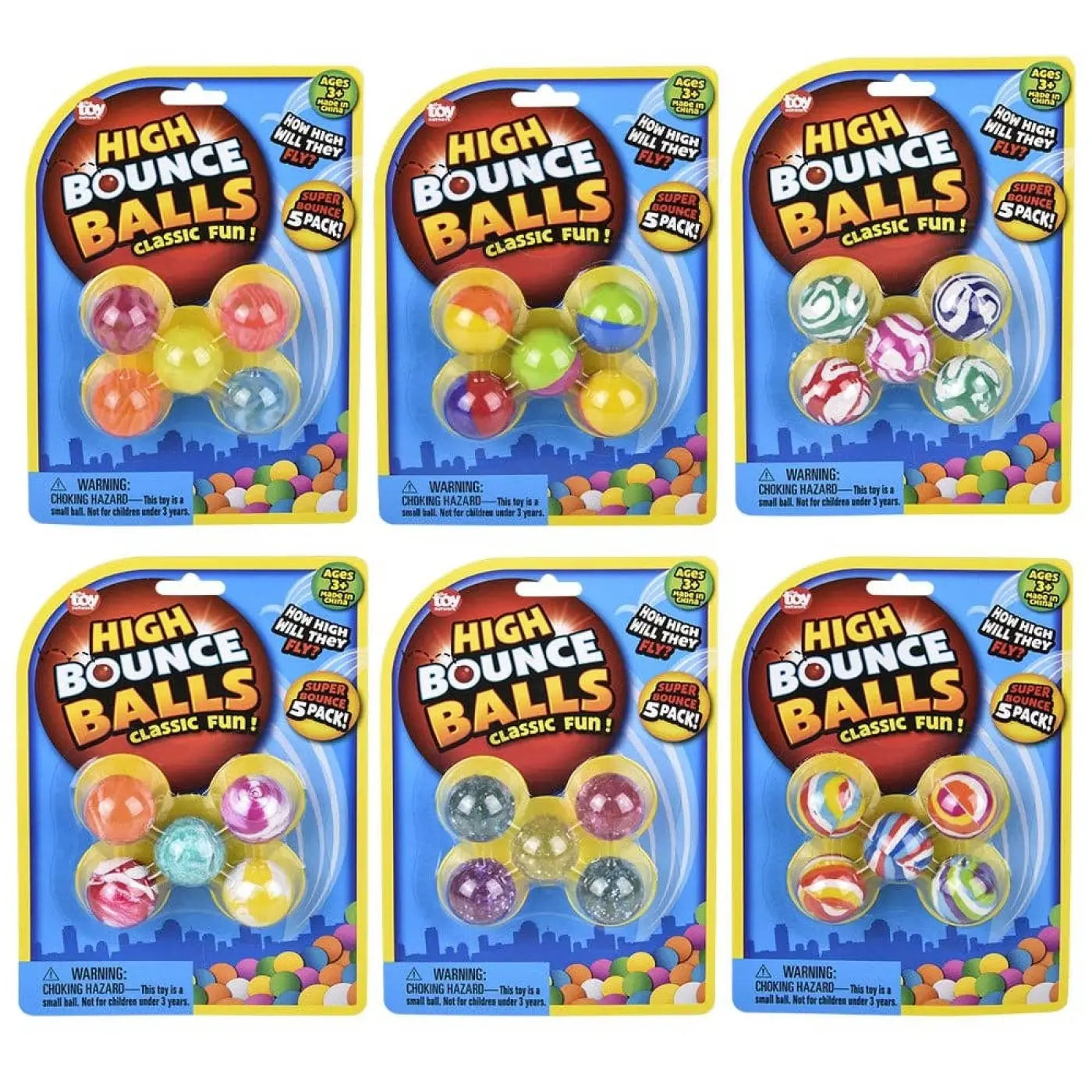 La Luna Bella - Toys bouncy ball: 1"(27mm) Hi-Bounce Balls - 5 pack Assortment
