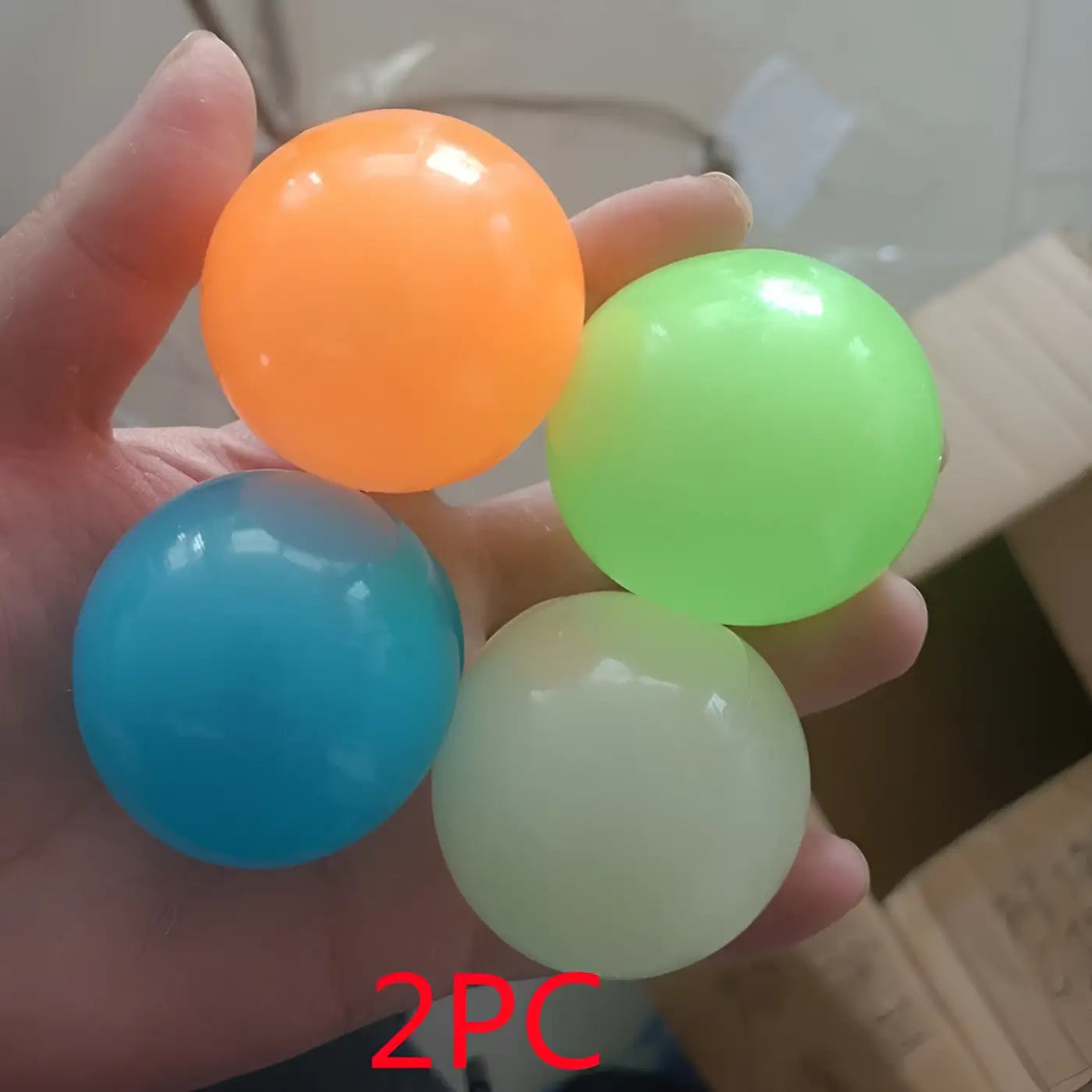 The Ball Depot novelty sticky balls: 1/4pc Glow-In-The-Dark Sticky Balls