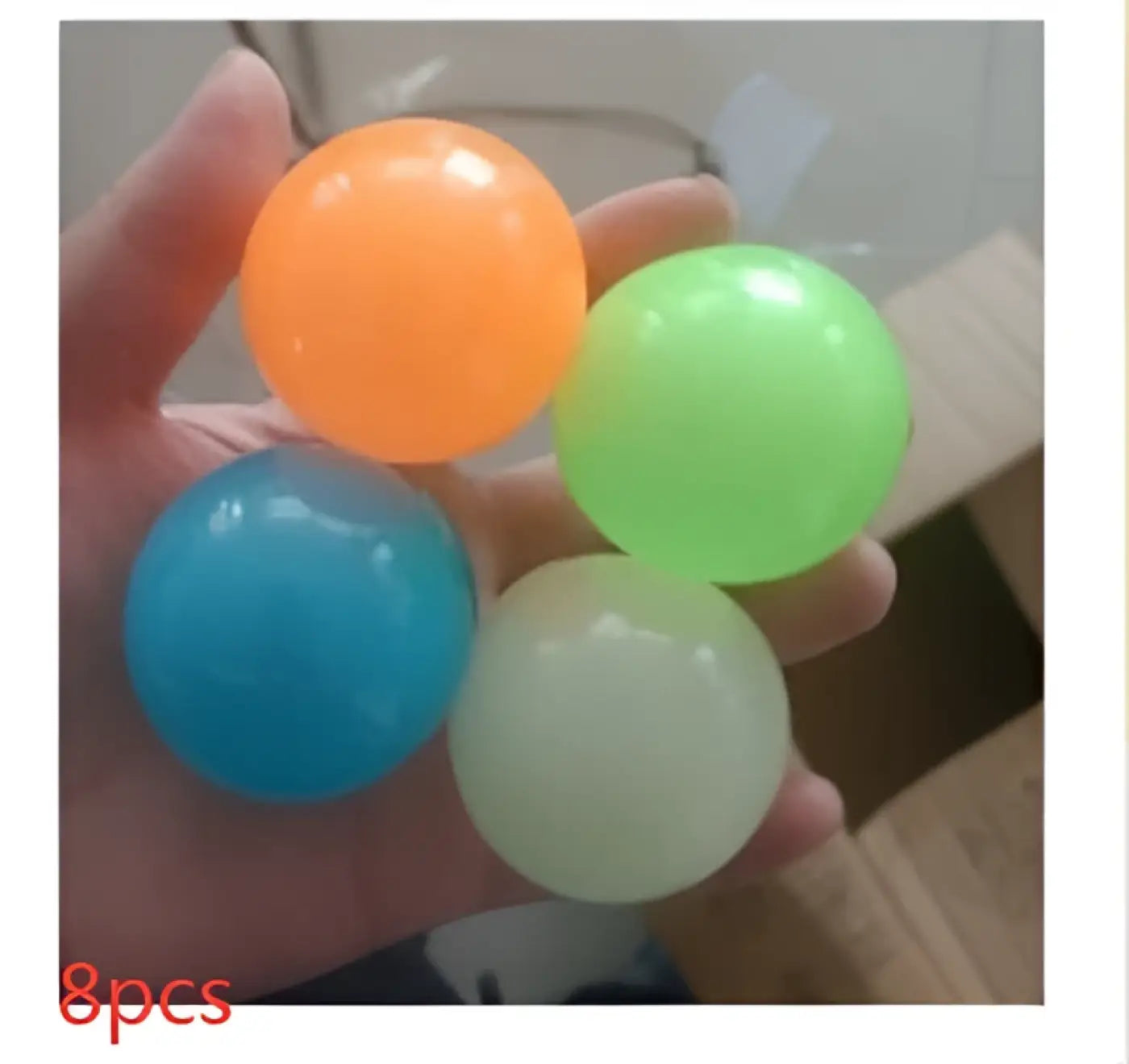 The Ball Depot novelty sticky balls: 1/4pc Glow-In-The-Dark Sticky Balls