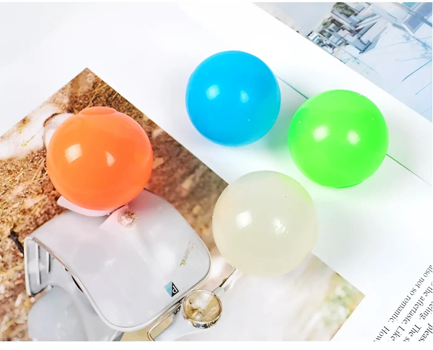 The Ball Depot novelty sticky balls: 1/4pc Glow-In-The-Dark Sticky Balls