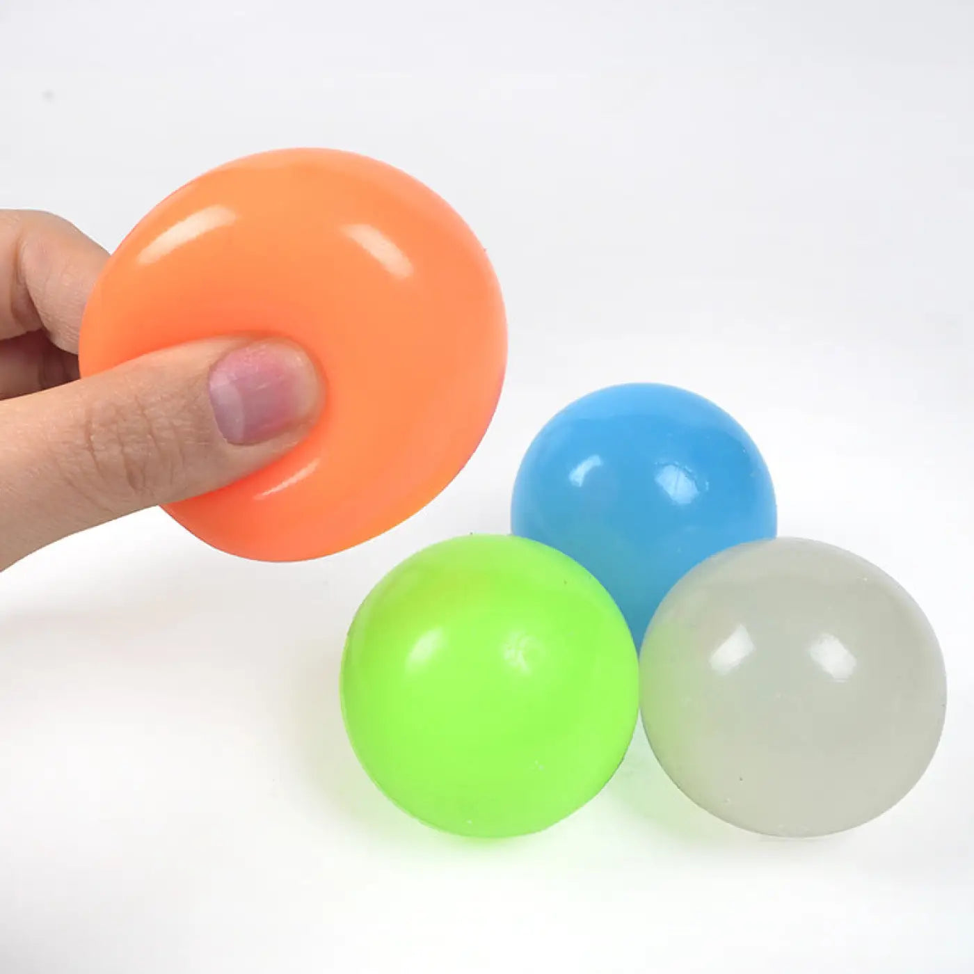 The Ball Depot novelty sticky balls: 1/4pc Glow-In-The-Dark Sticky Balls