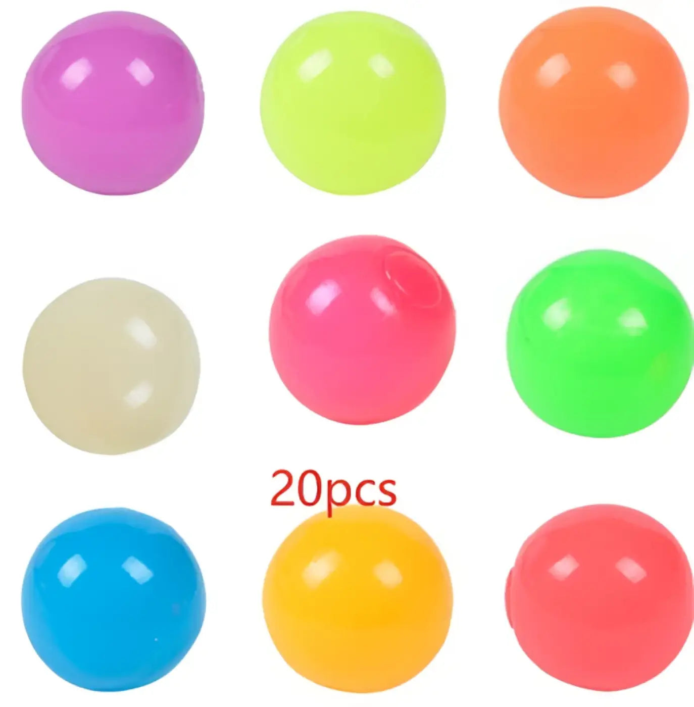 The Ball Depot novelty sticky balls: 1/4pc Glow-In-The-Dark Sticky Balls
