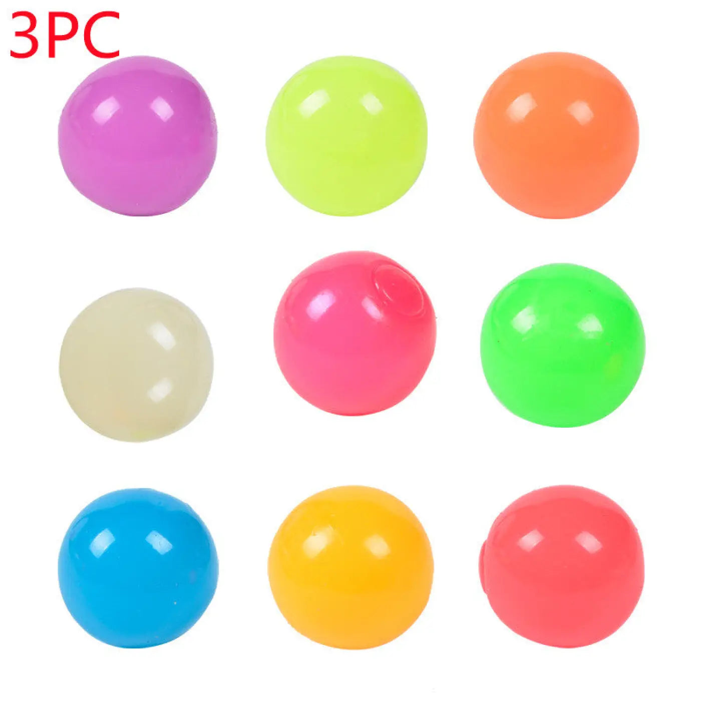 The Ball Depot novelty sticky balls: 1/4pc Glow-In-The-Dark Sticky Balls