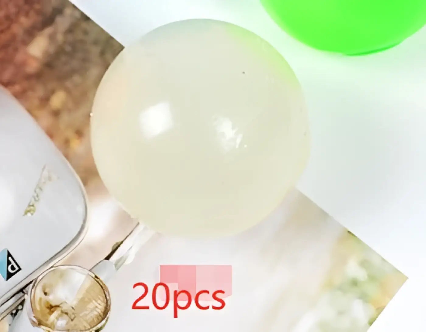 The Ball Depot novelty sticky balls: 1/4pc Glow-In-The-Dark Sticky Balls
