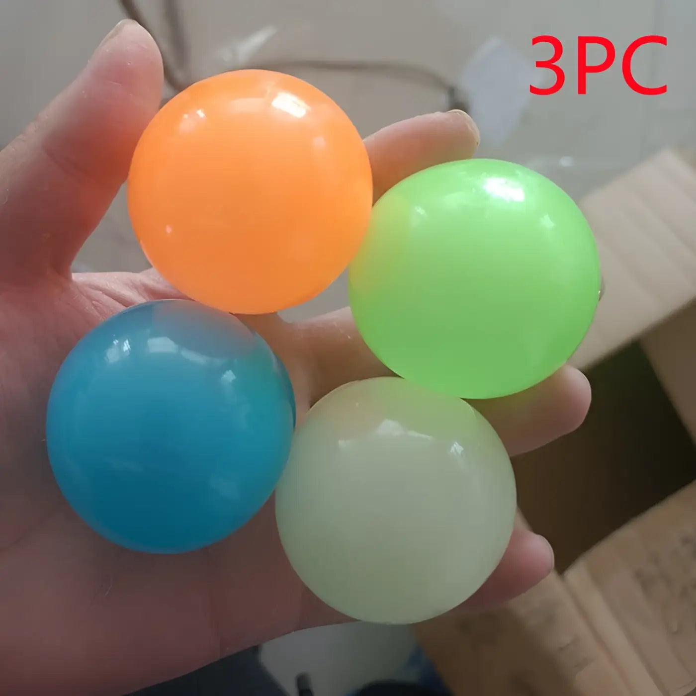The Ball Depot novelty sticky balls: 1/4pc Glow-In-The-Dark Sticky Balls