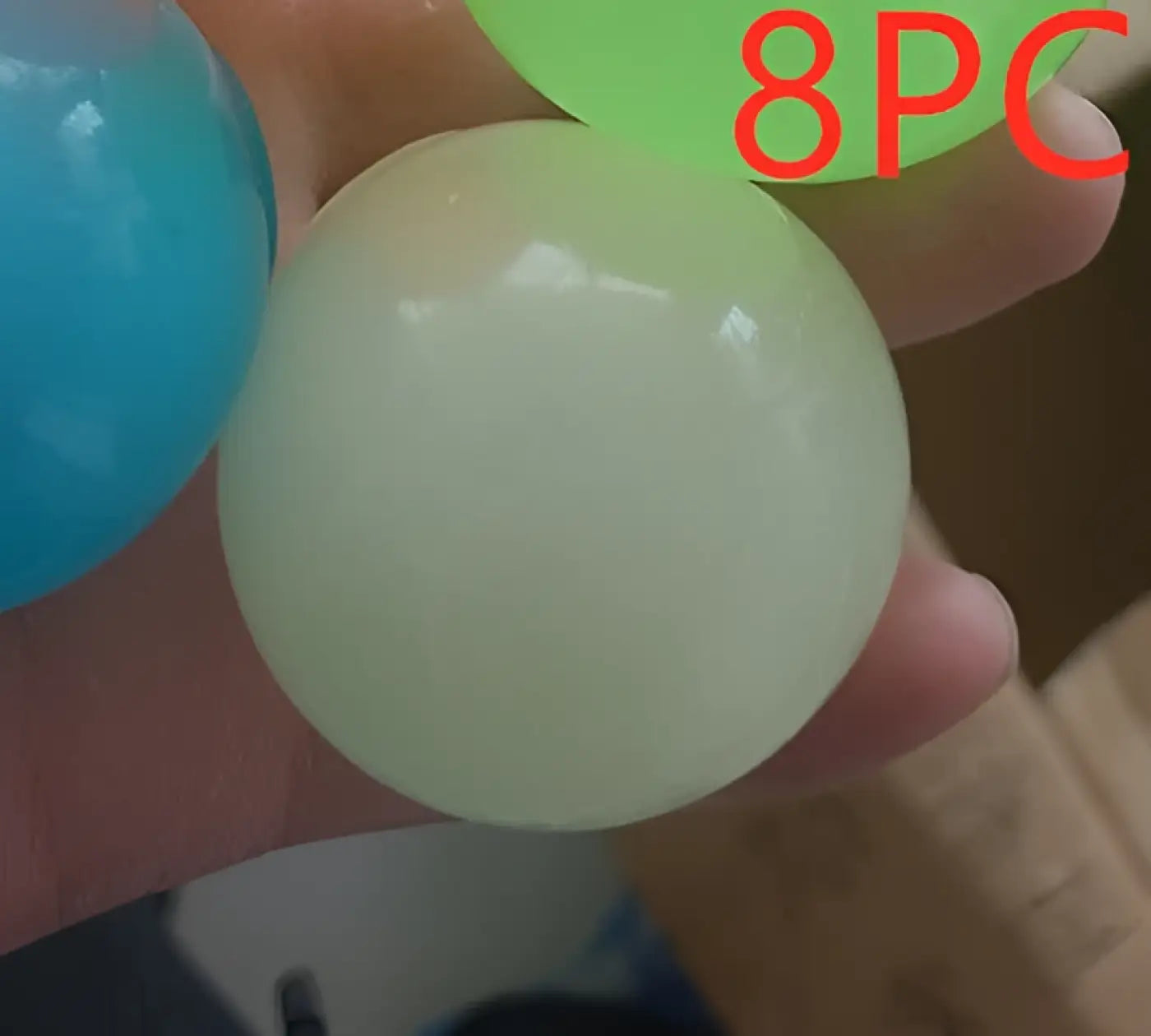 The Ball Depot novelty sticky balls: 1/4pc Glow-In-The-Dark Sticky Balls