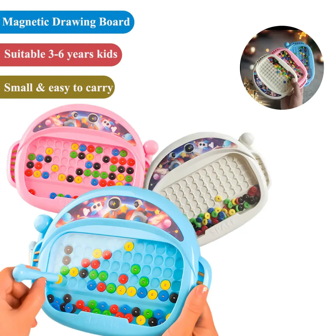 The Ball Depot : 1 PCS Children's Magnetic Doodle Board with Pen & Beads Drawing Toy for 3-8 Years Kids Educational Boy Girl Montessori Gift