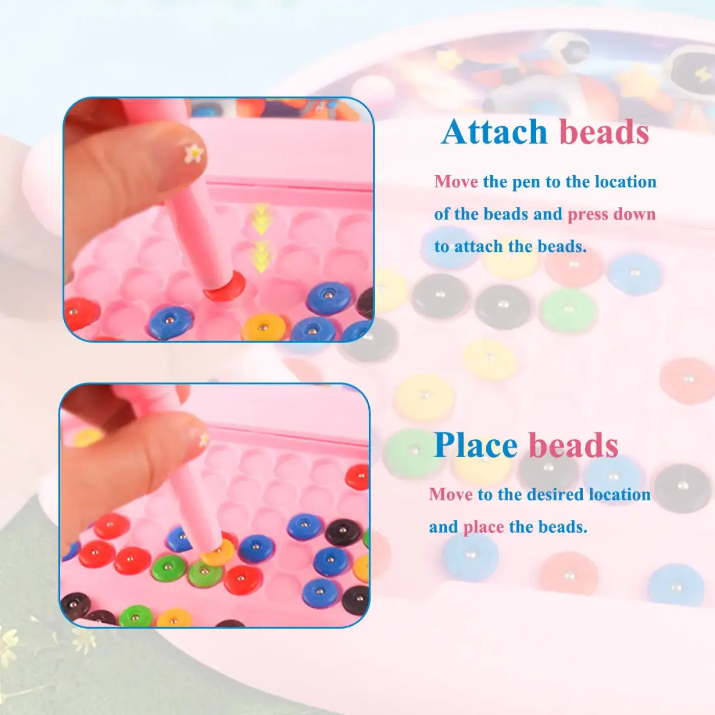 The Ball Depot : 1 PCS Children's Magnetic Doodle Board with Pen & Beads Drawing Toy for 3-8 Years Kids Educational Boy Girl Montessori Gift