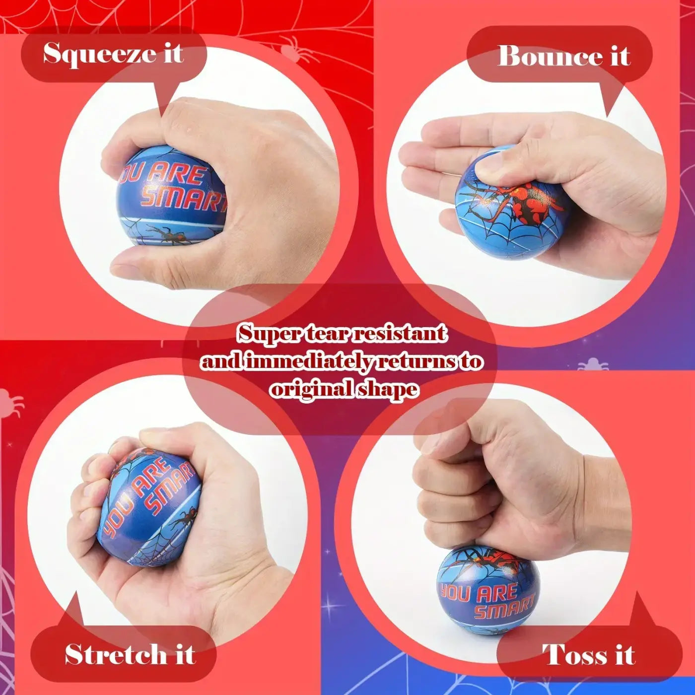 The Ball Depot spiderman ball: 12/24 Pcs Spider Squeeze Balls