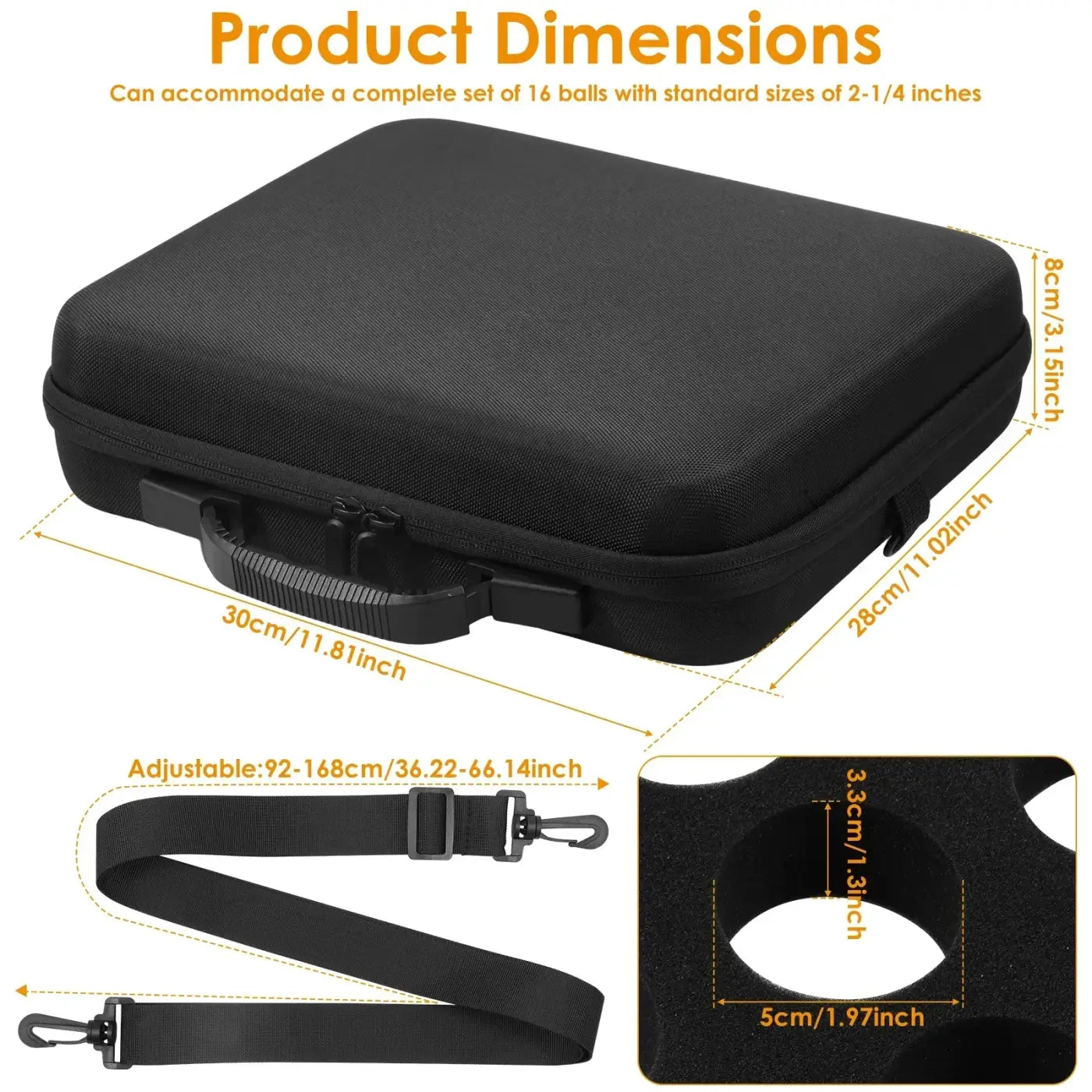 The Ball Depot pool ball case: 16 Holes Billiard Balls Bag with Carry Handle