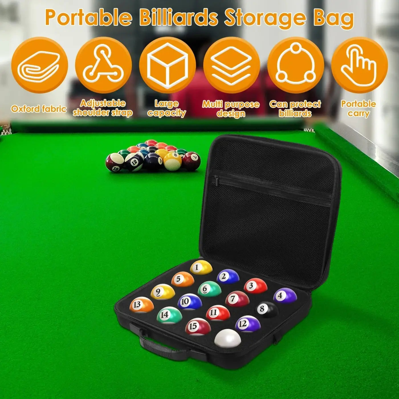 The Ball Depot pool ball case: 16 Holes Billiard Balls Bag with Carry Handle