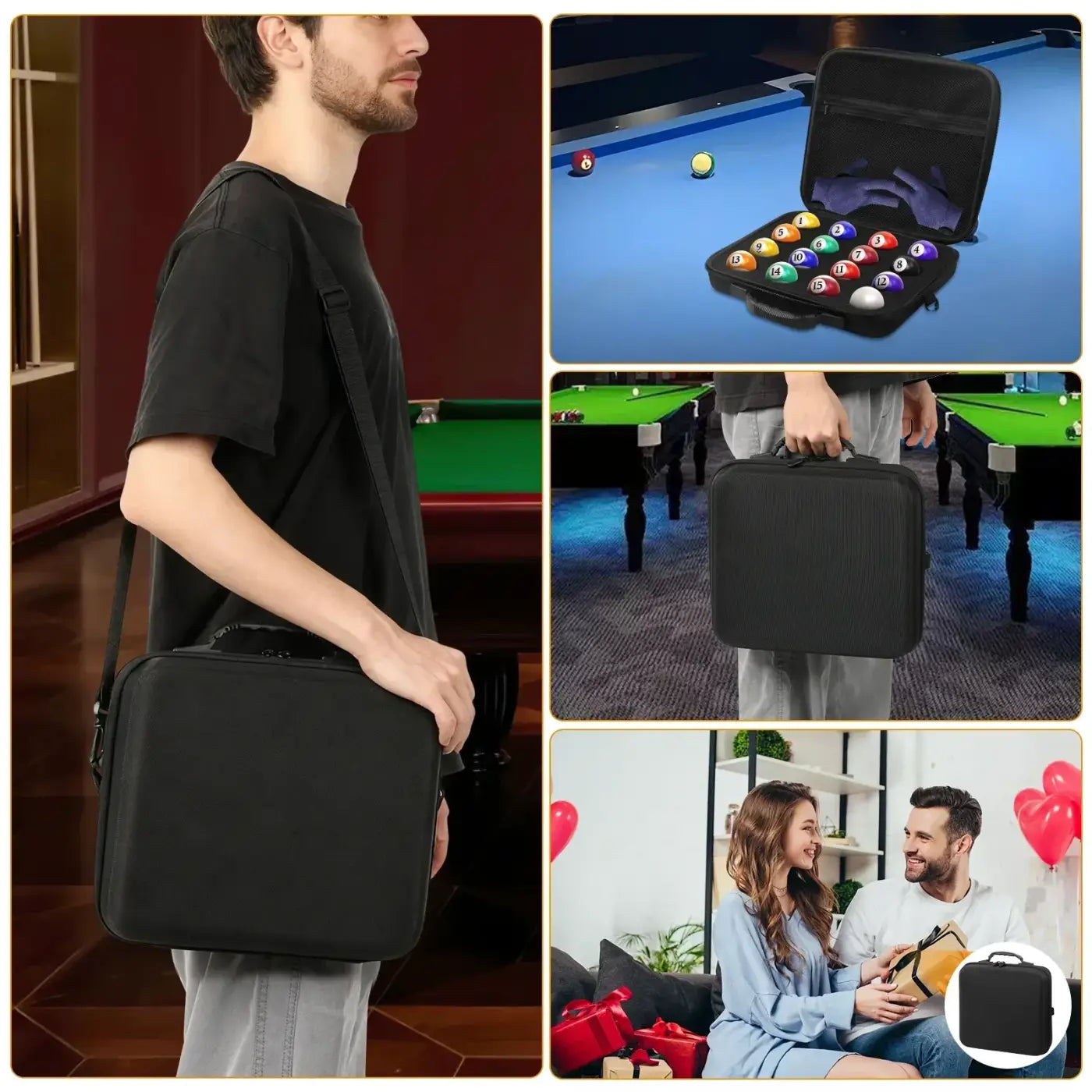 The Ball Depot pool ball case: 16 Holes Billiard Balls Bag with Carry Handle