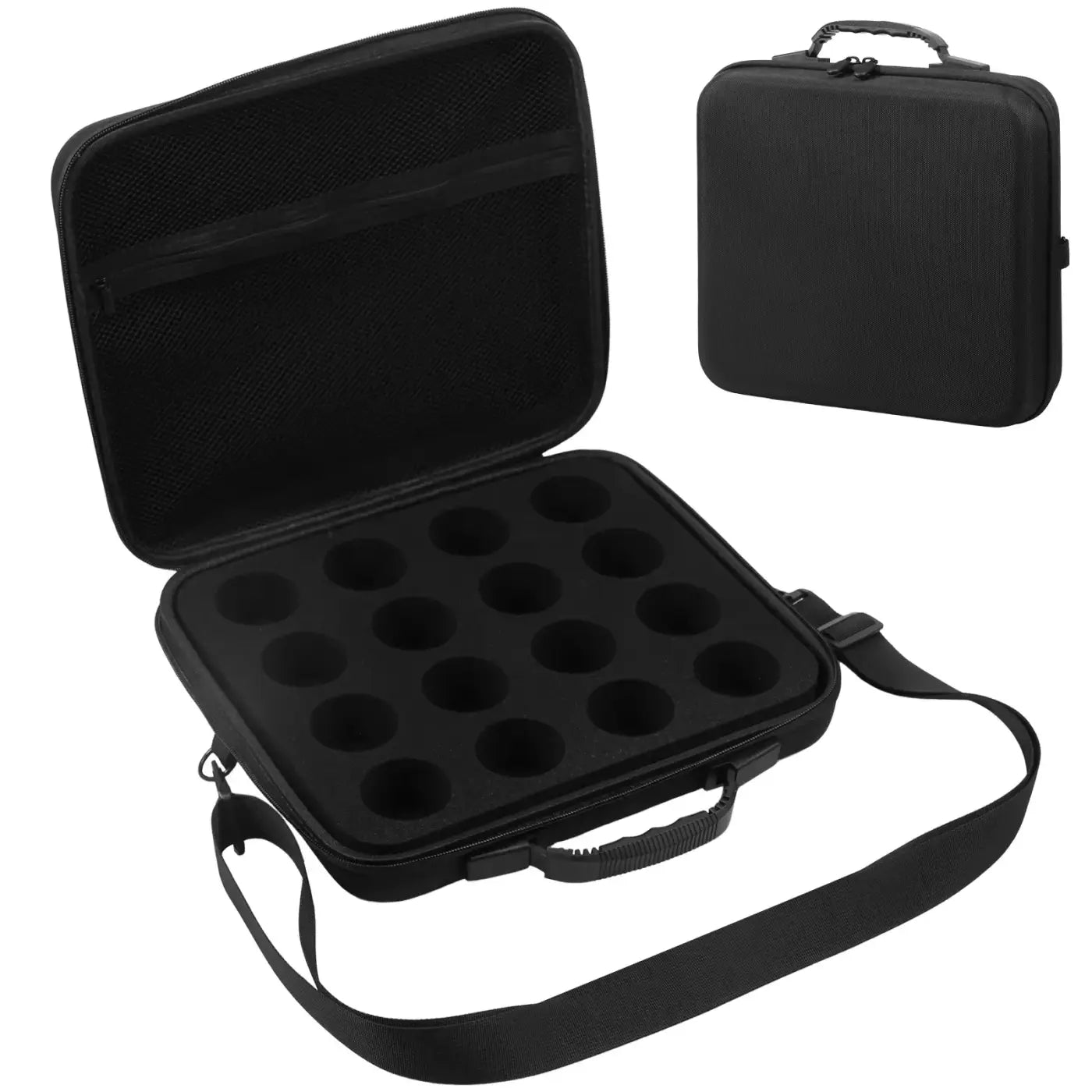 The Ball Depot : 16 Holes Billiard Balls Bag with Carry Handle and Shoulder Strap Pool Ball Storage Case Sponge Padded SnookerBilliard Organizer