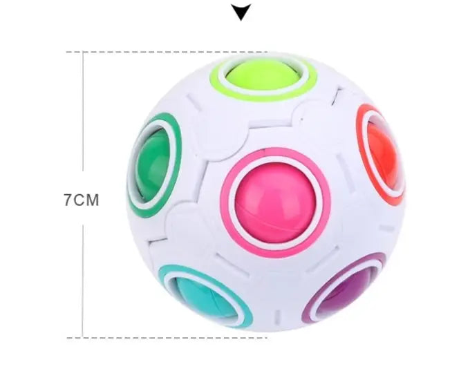 Colorful 7cm Puzzle Fun Cube Ball with green, pink, red, purple buttons