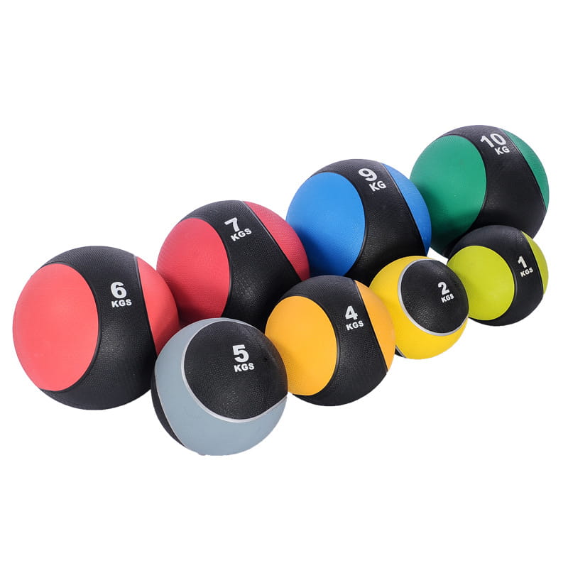 Solid Exercise Ball with colorful halves in black, red, blue, green, yellow, gray