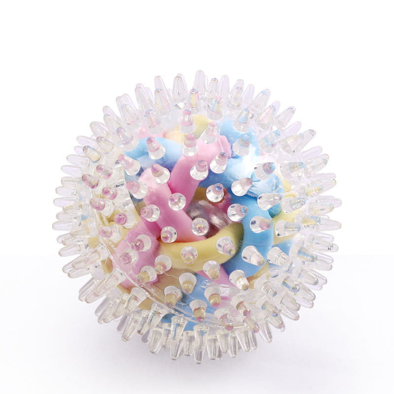 Glowing Spiny Ball with colorful translucent spikes and pastel foam pieces