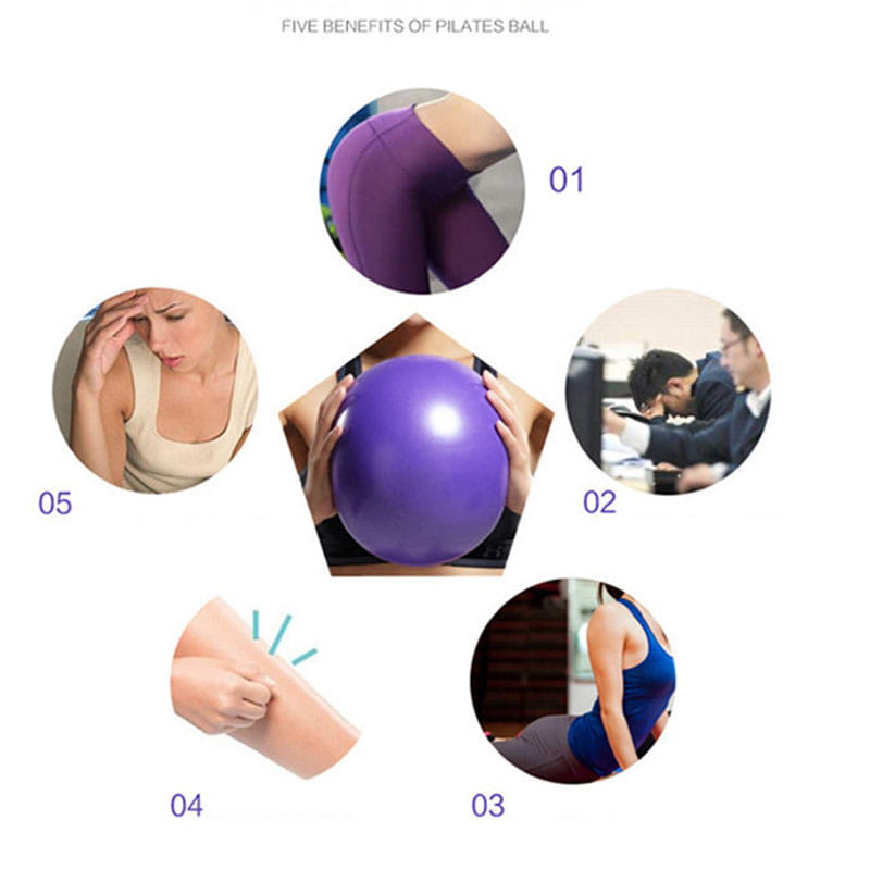 Vibrant purple scrub yoga pilates ball with glossy surface