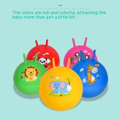Kids thick jumping ball with colorful cartoon animal bounce designs