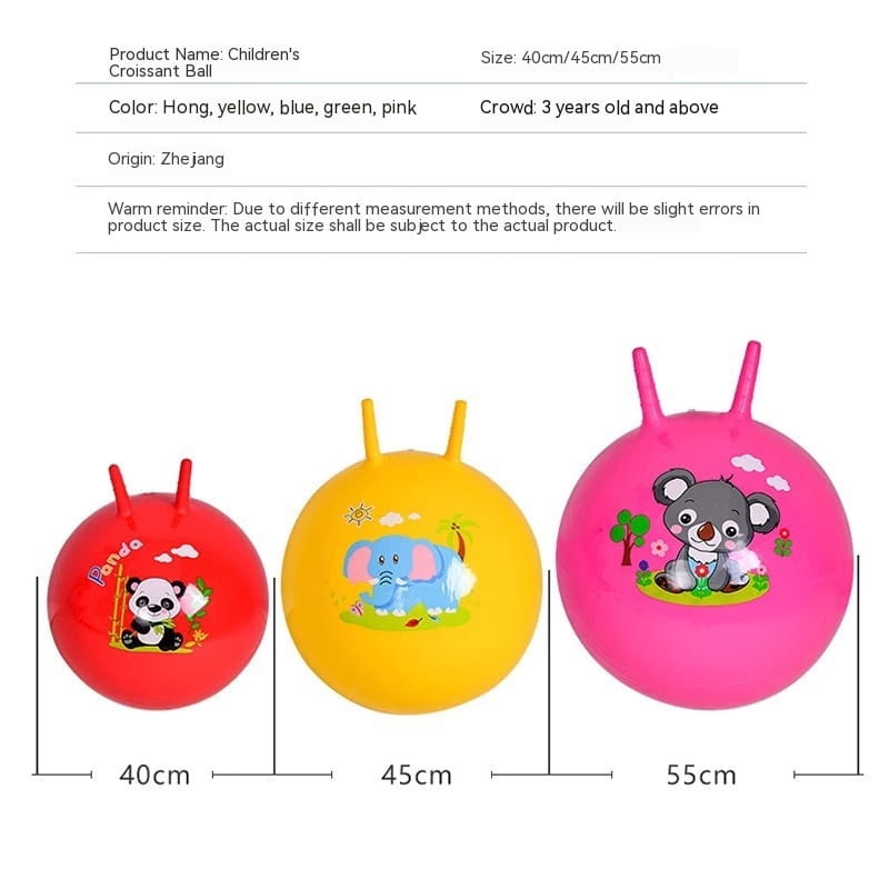 Kids thick jumping ball: red panda, yellow elephant, pink koala bounce balls