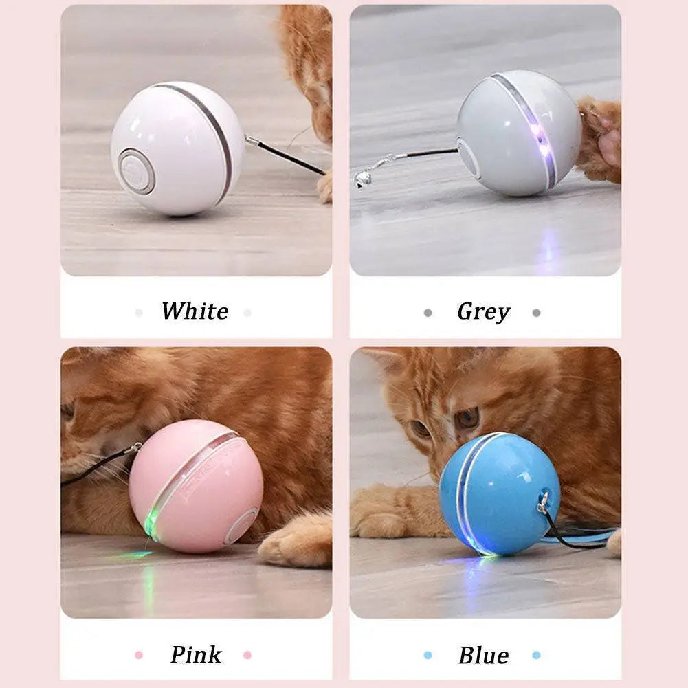 Bola de Gato Laser Arco-Íris: brinquedo esférico elegante com acabamento brilhante e tira de LED no equador