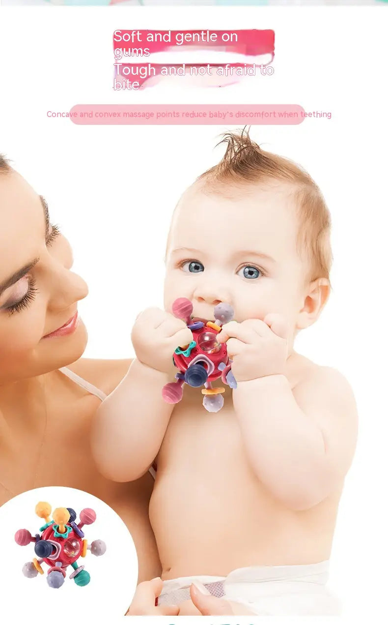 Baby Manhattan multicolored finger ball rattle teething toy