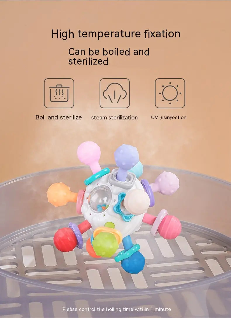 Baby Manhattan multicolored plastic finger ball rattle teething toy