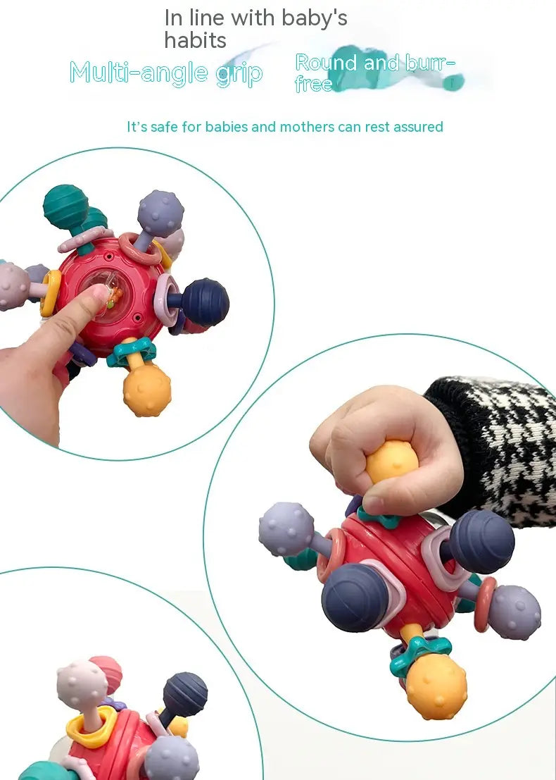 Colorful Baby Manhattan Finger Ball Rattle Toy with detachable parts