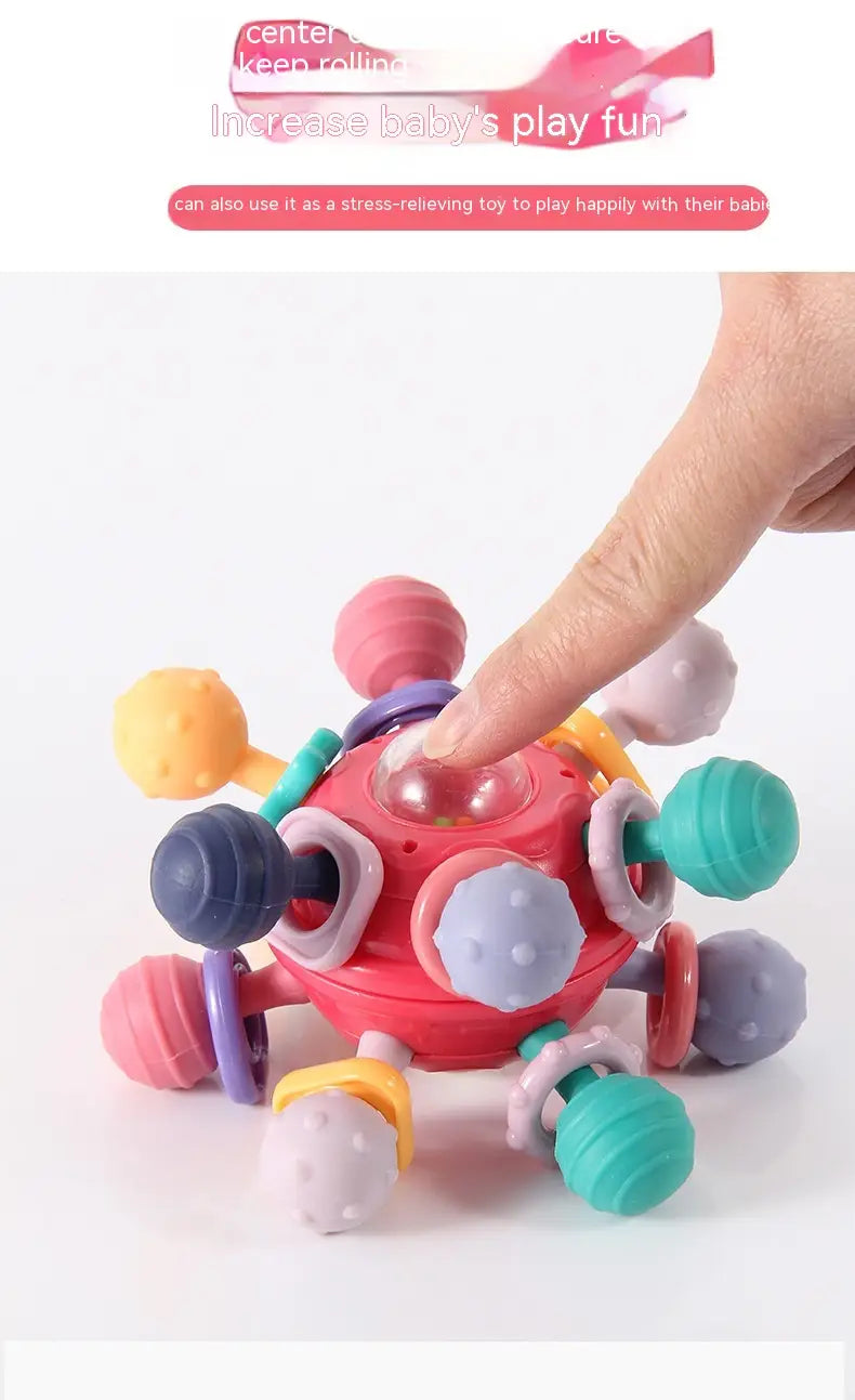 Colorful Baby Manhattan Finger Ball Rattle teething toy with textured protrusions