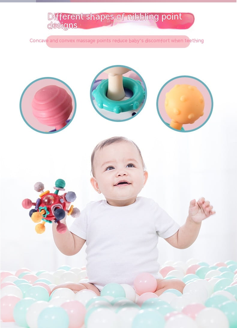 Colorful Baby Manhattan Finger Ball Rattle teething toy with knobs