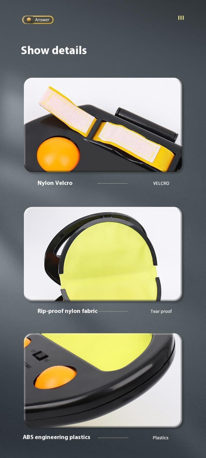 Hand Throwing Ball: black and yellow device with nylon Velcro straps