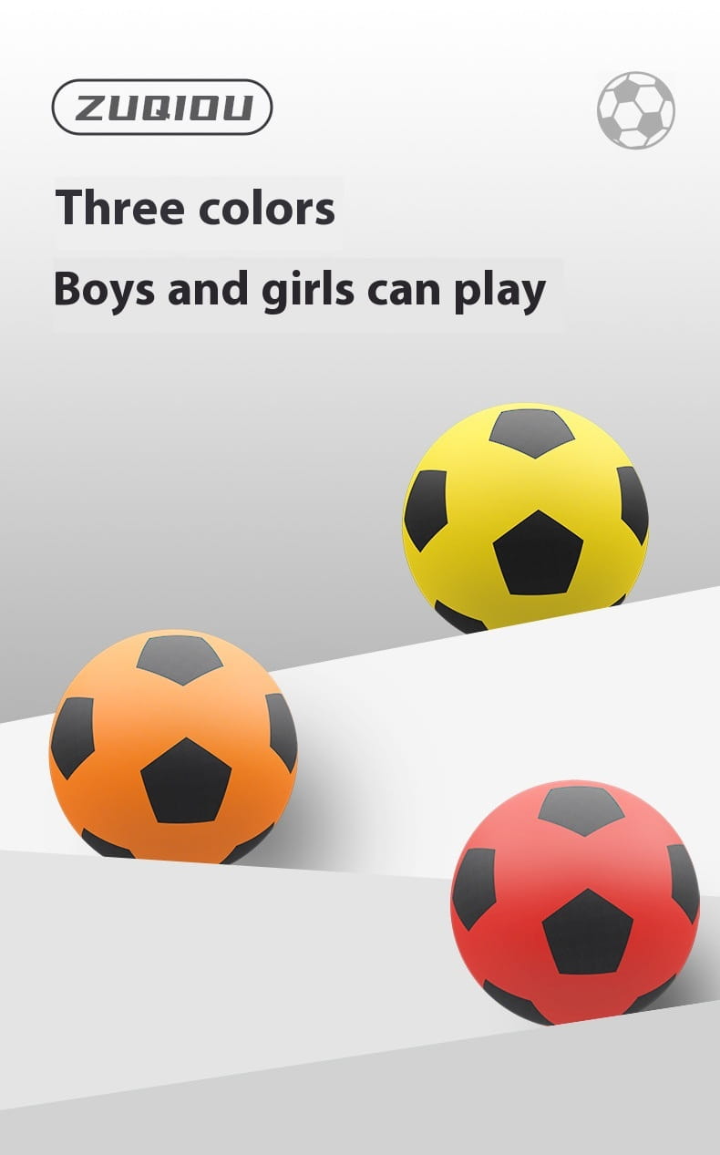 Silent Soccer Training Elastic Ball in yellow, orange, red with black panels