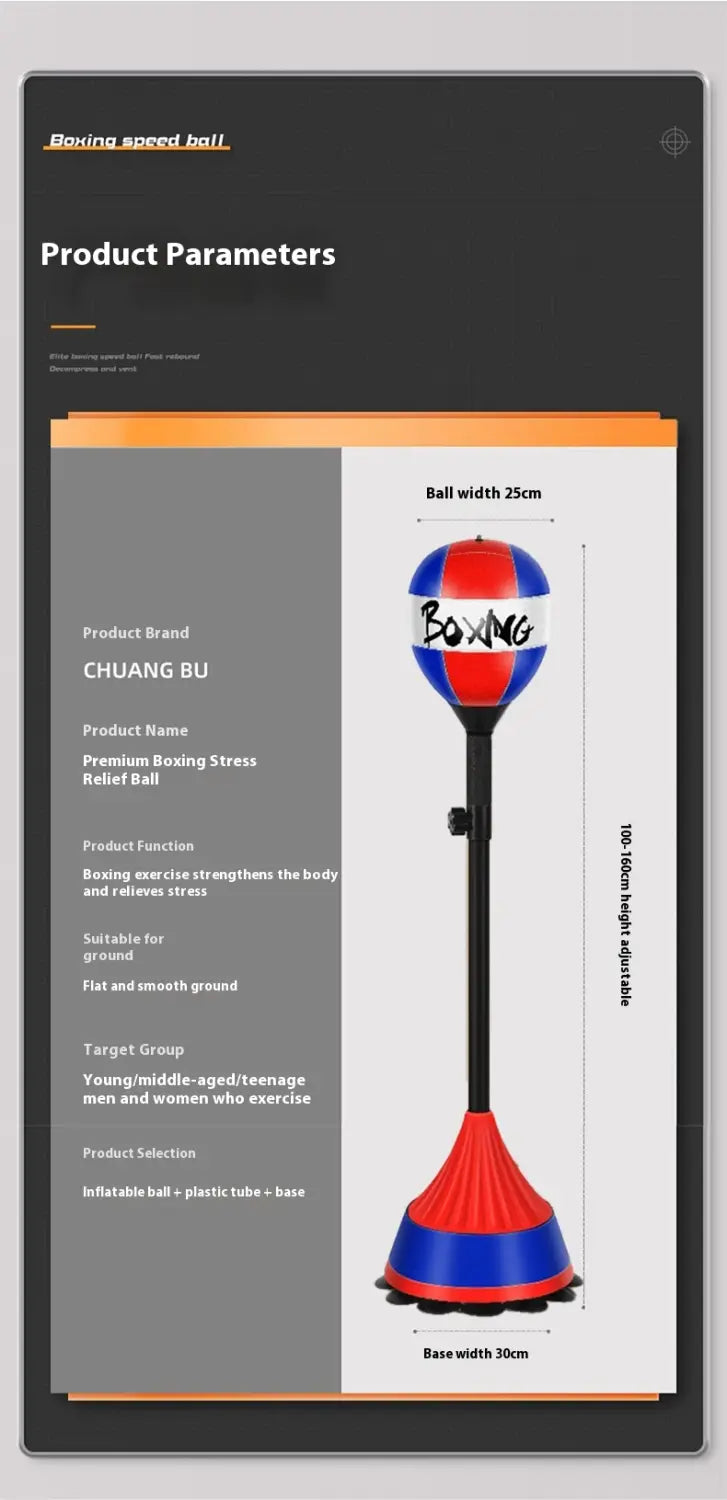Red and blue Speed Ball Anti-stress Trainer on black adjustable stand