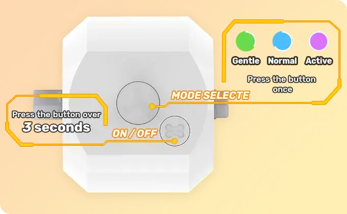 White octagonal LED light controller for Bouncing Ball with gentle, normal, active buttons