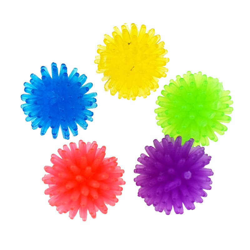 Vibrant spiky Decompression Massage Ball Toy in blue, yellow, green, red, purple