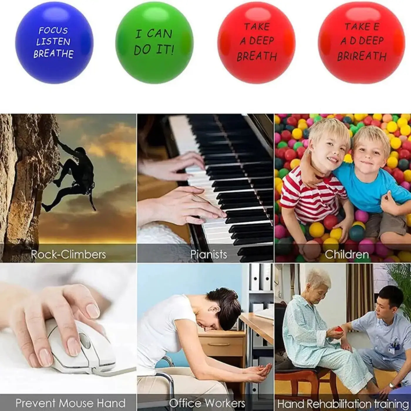 The Ball Depot : 3/4/6Pack PU Motivational Stress Balls