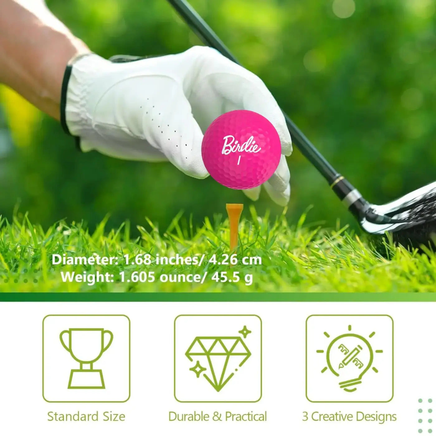 The Ball Depot golf ball: 3 count Funny Golf Balls - Birdie Pink
