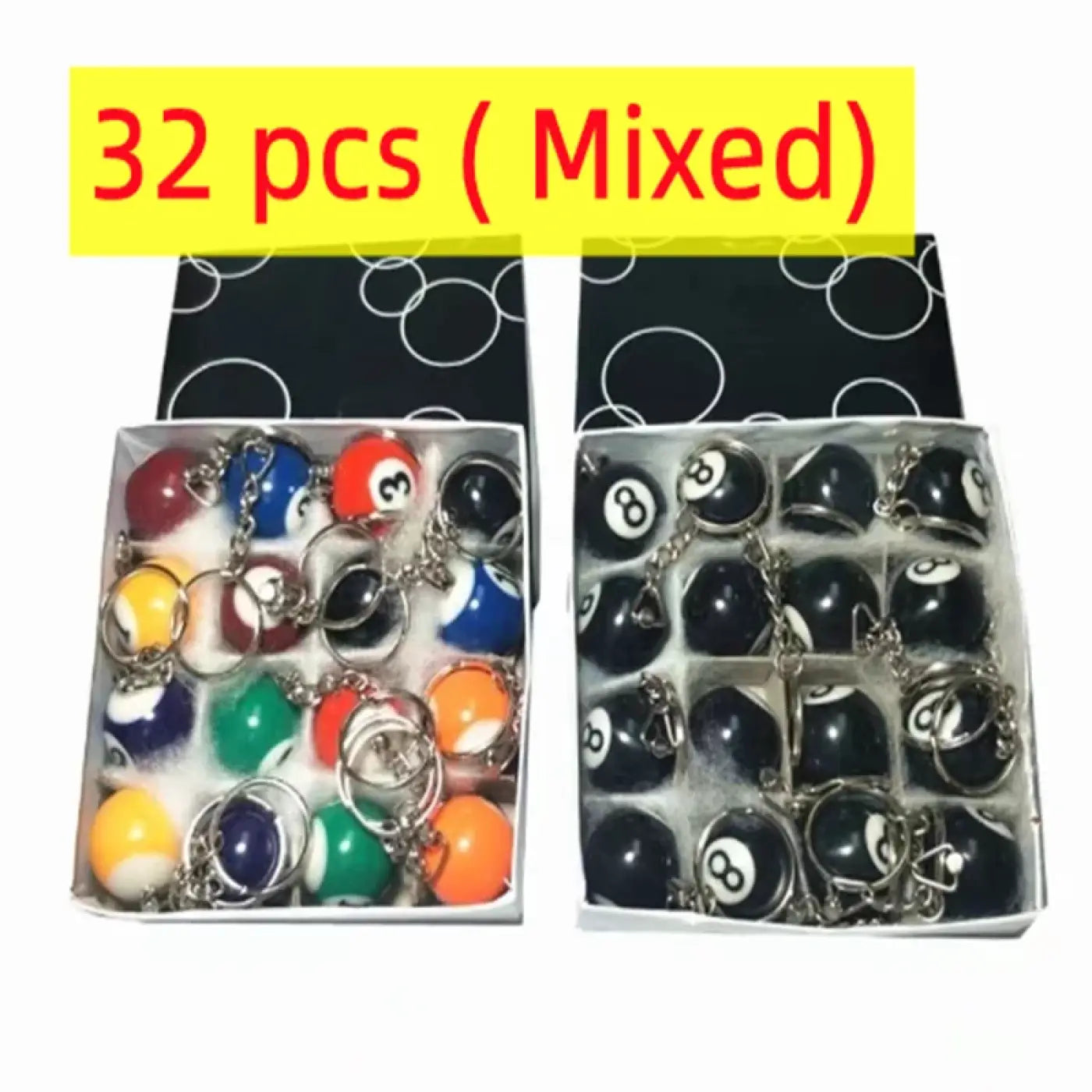 The Ball Depot billard keychains: 32pcs/Set Mini Billiards Shaped Keychains