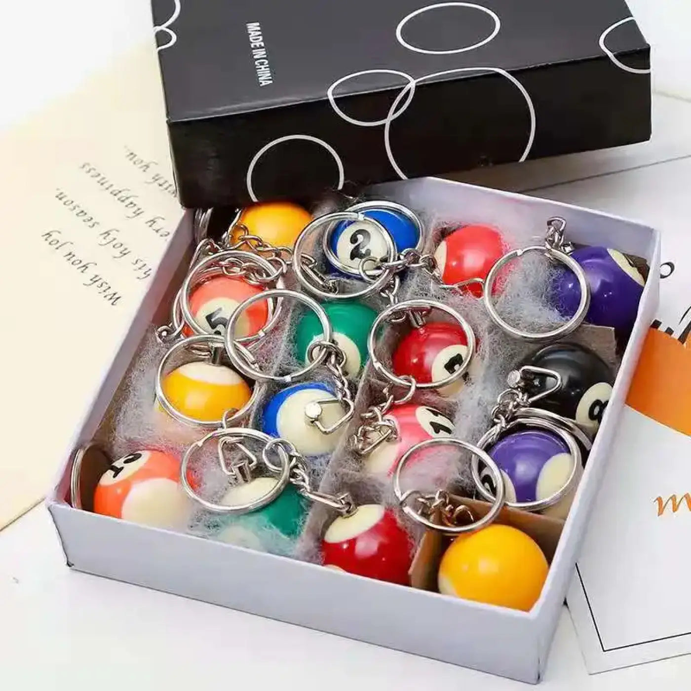 The Ball Depot billard keychains: 32pcs/Set Mini Billiards Shaped Keychains