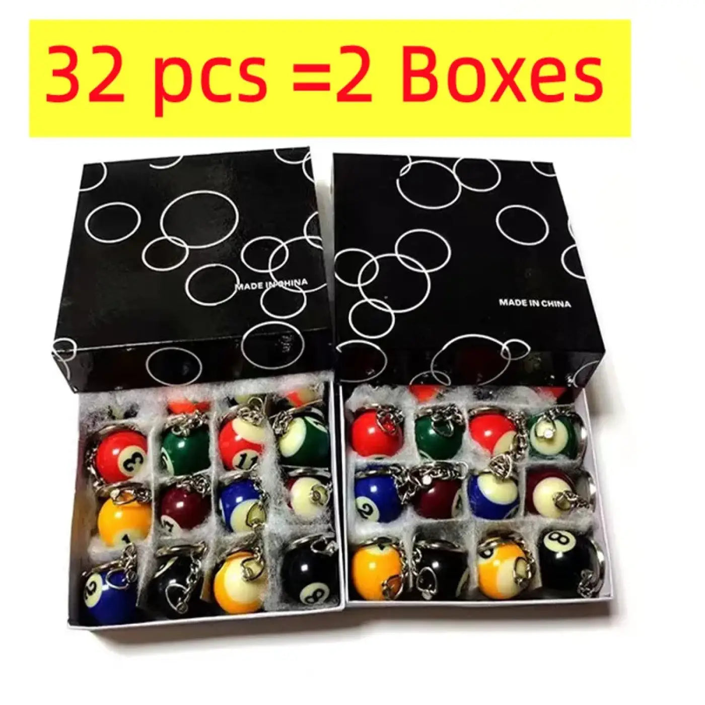 The Ball Depot billard keychains: 32pcs/Set Mini Billiards Shaped Keychains