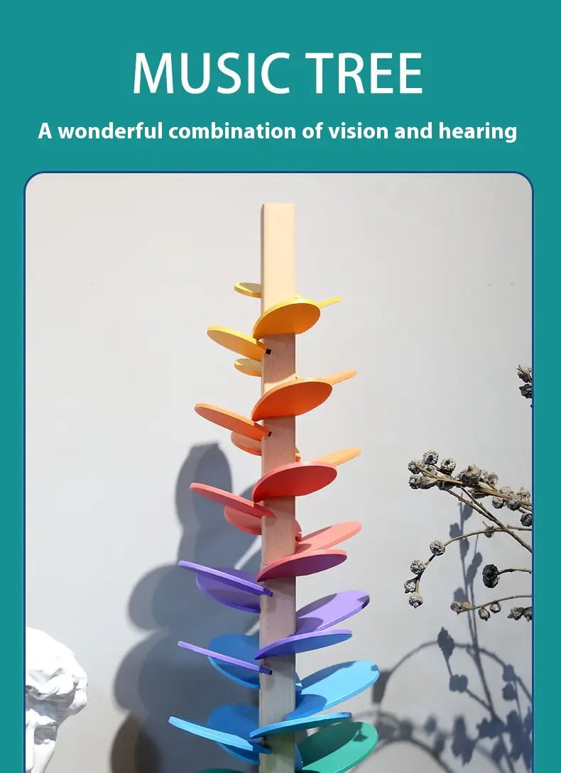 Children Educational Wooden Rainbow Music Ball Tree
