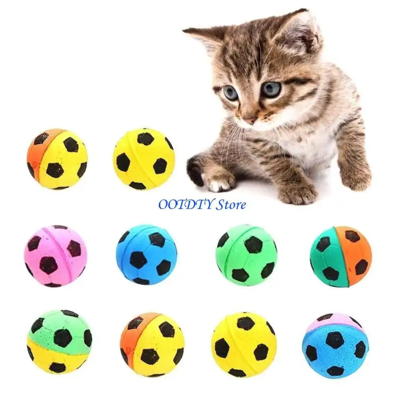 The Ball Depot : 367A Soft Rebounding Balls for Cats Lightweight Interactive Assorted Colors Set of10