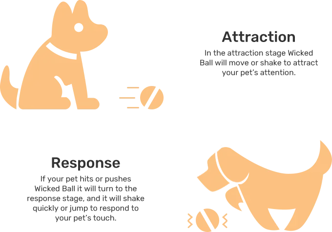 Orange cartoon dog with gray collar and leash in Bouncing Ball product
