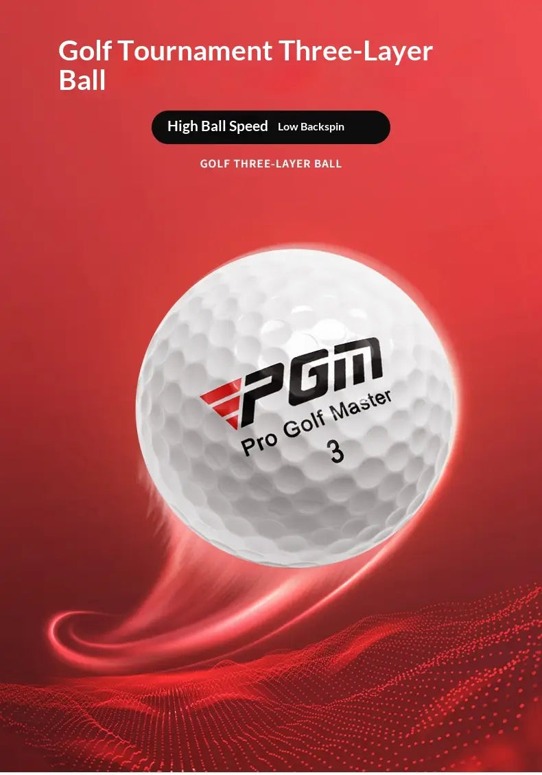 White PGM Pro Golf Master 3 three-layer competition ball with dimples
