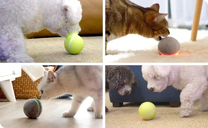 Bouncing Ball tennis ball-shaped pet toy with fuzzy texture and LED lights