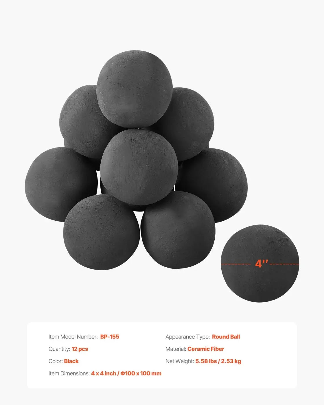 The Ball Depot bulk: 4 Inch 12 Pcs Ceramic Fire Lava BBQ Balls