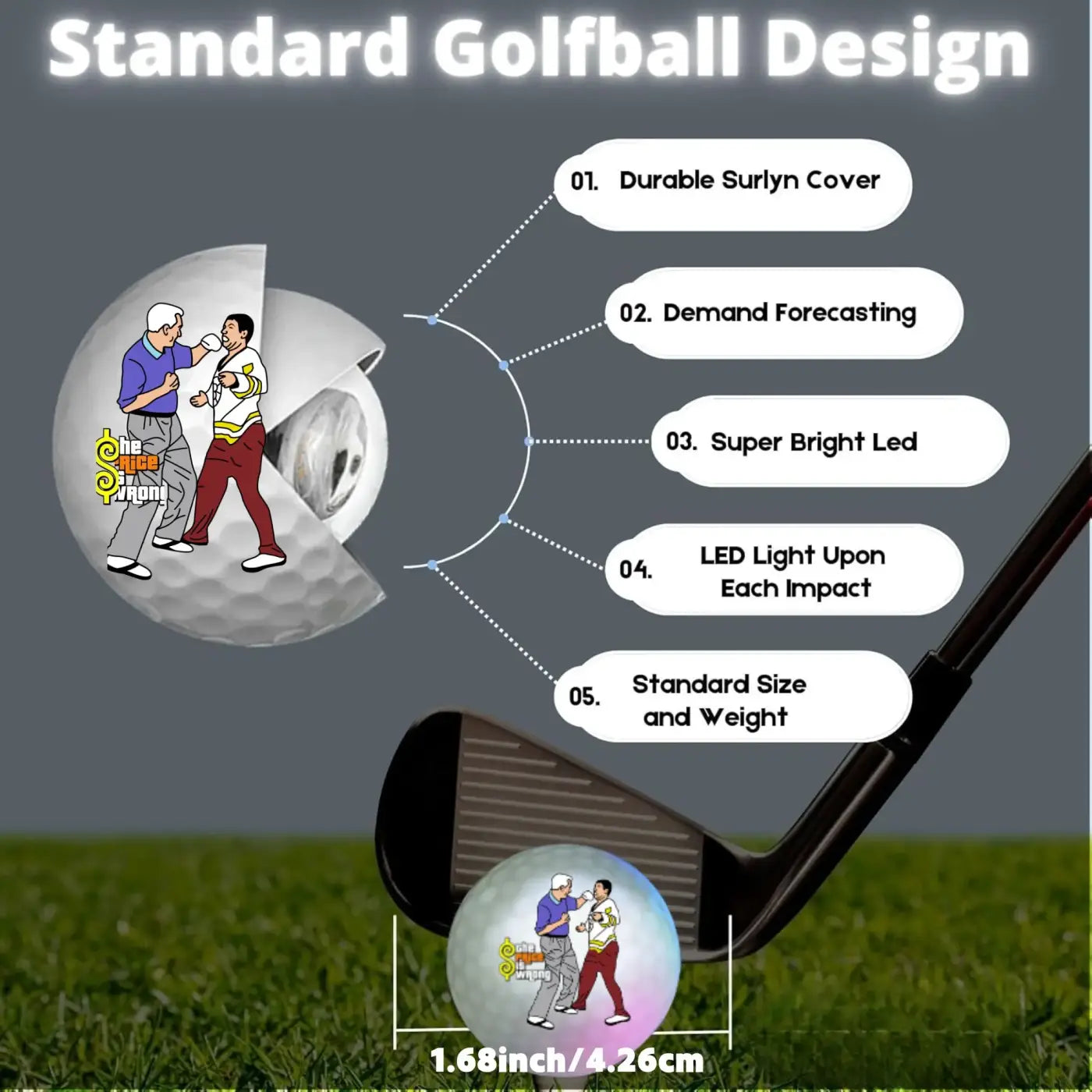 The Ball Depot glow golf ball: 4 pcs Gilmore Glow in The Dark Golf Balls